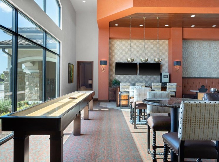 Club House with Billiards Table and Large Windows at Allora Bella Terra, Richmond, Texas, 77406